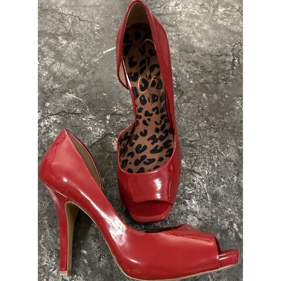 Jessica Simpson Shoes - Jessica Simpson Red Patent Peep-Toe High Heels